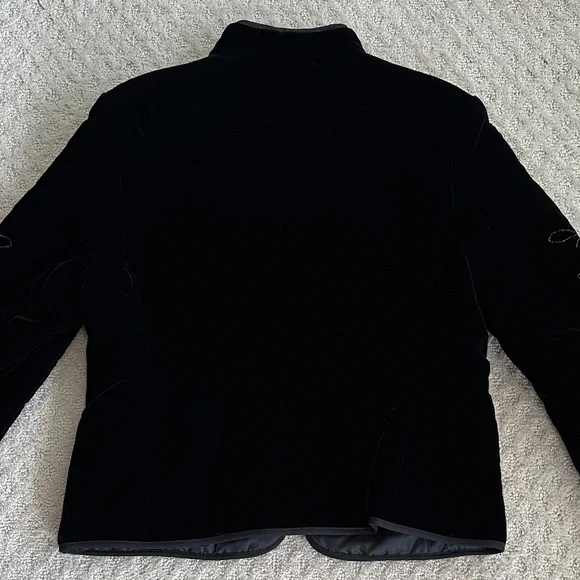 Harve Benard Black Velvet Embroidered Zip Front Jacket Size 8 - Picture 6 of 13